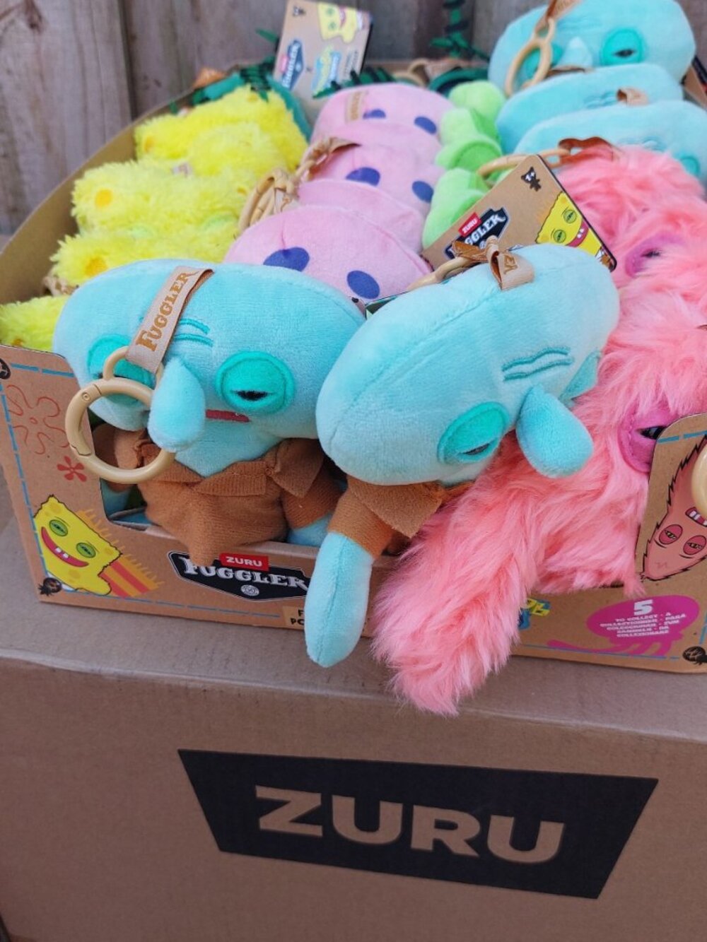 SpongeBob SquarePants x Fuggler Keyring Plush Set Of 5 Zuru Keychain Clip New - Picture 3 of 3
